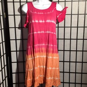 Freckles & Kitty Tie-Dye Cold Shoulder Dress Sz 12